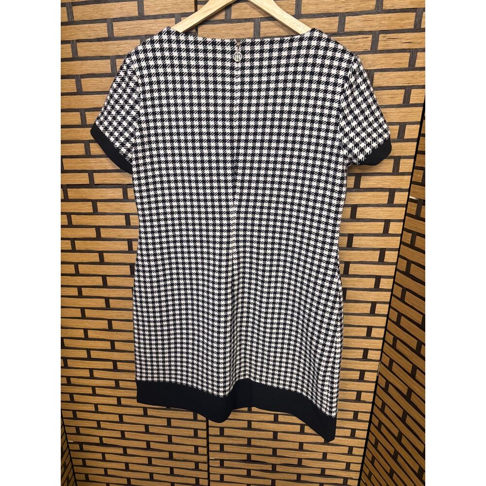 Tommy Hilfiger Black & White Houndstooth Print Short Sleeve Shift Dress Size 14 - Picture 2 of 9